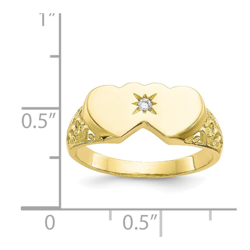 10K Yellow Gold Double Heart CZ Ring