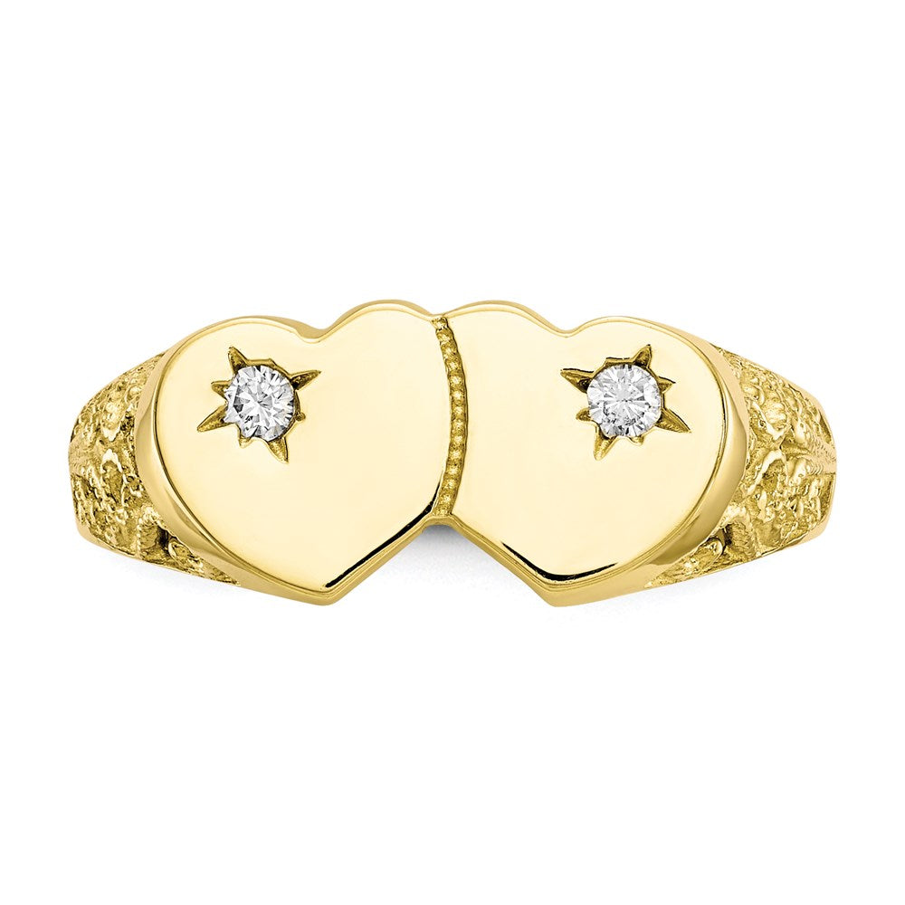 10K Yellow Gold Double Heart CZ Ring