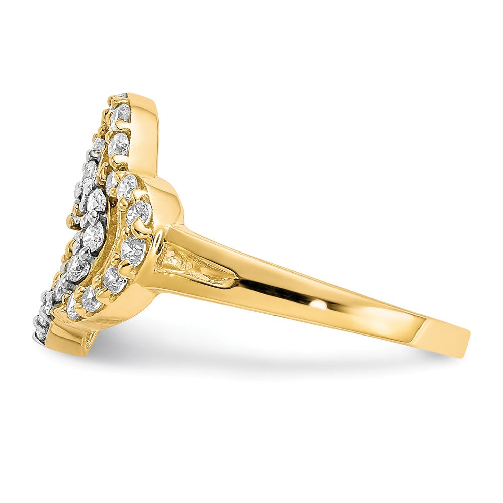 10K Yellow Gold w/Rhodium Double Heart CZ Ring