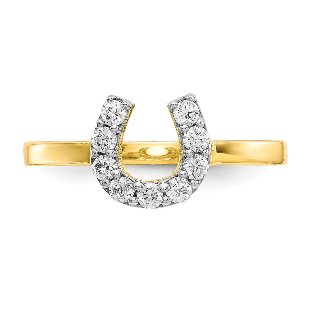 10K Yellow Gold CZ Horse Shoe Ring