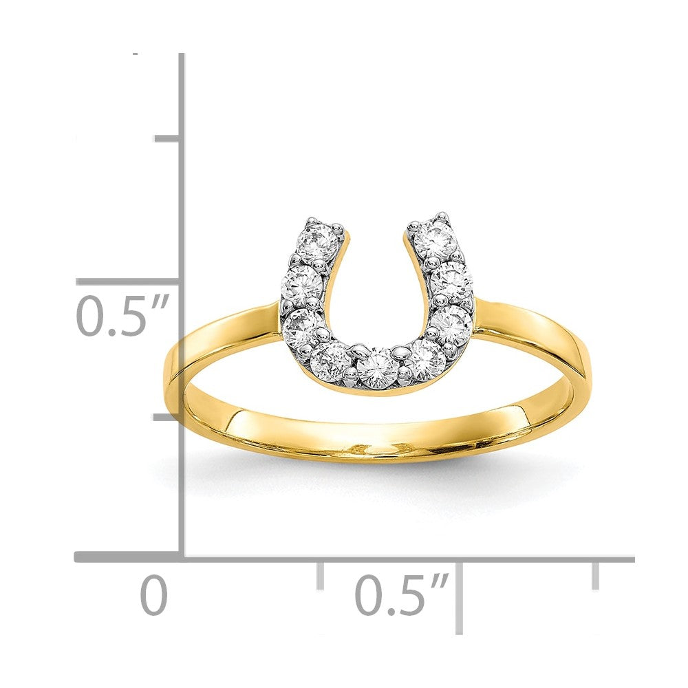 10K Yellow Gold CZ Horse Shoe Ring