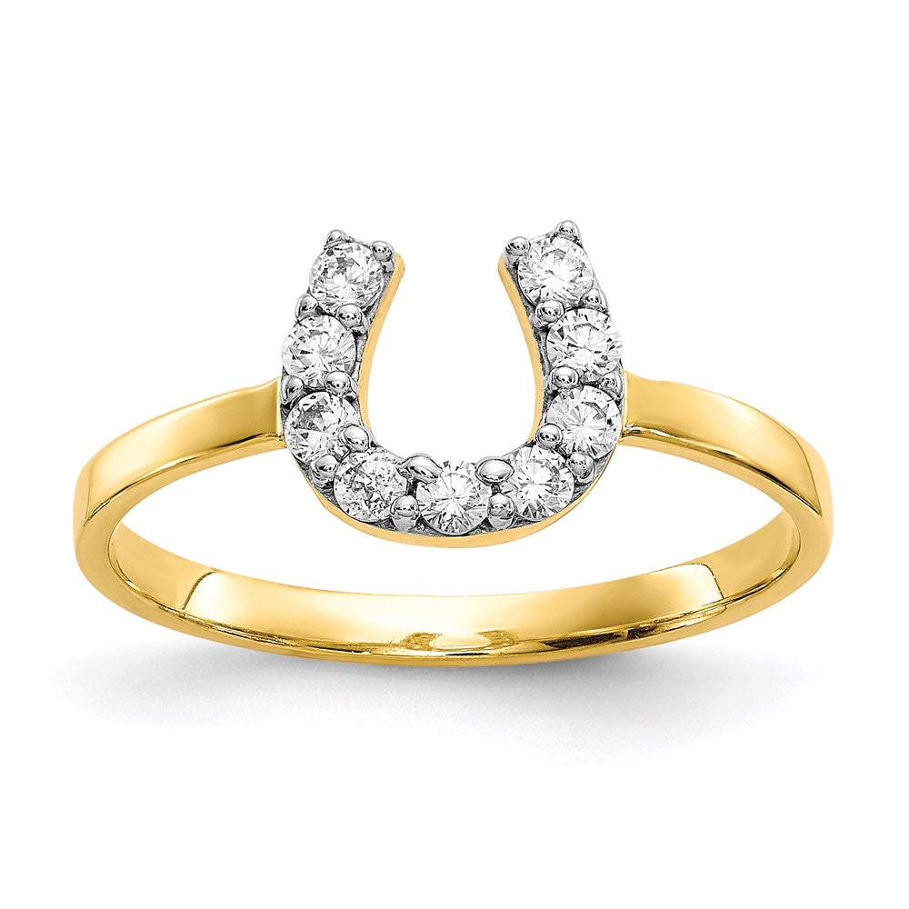 10K Yellow Gold CZ Horse Shoe Ring