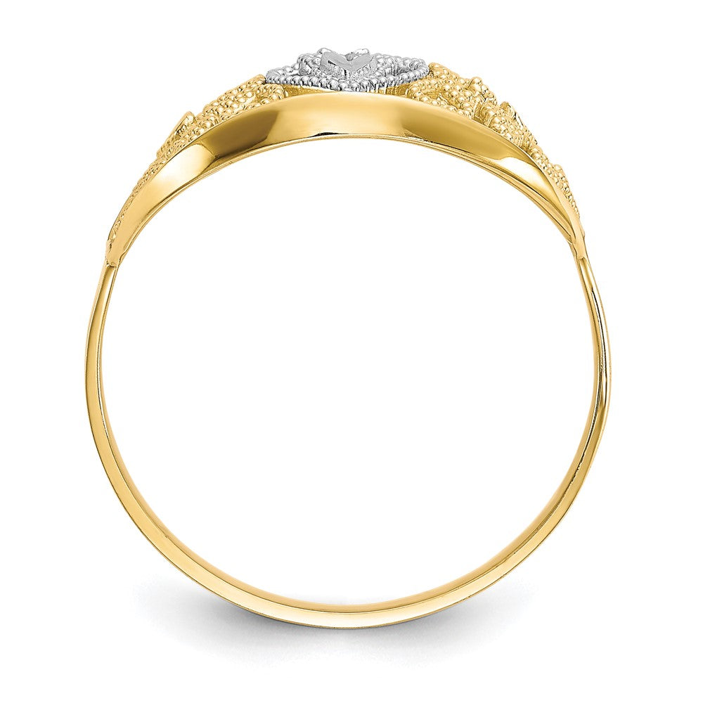 10K Yellow Gold w/Rhodium Filigree Heart Ring