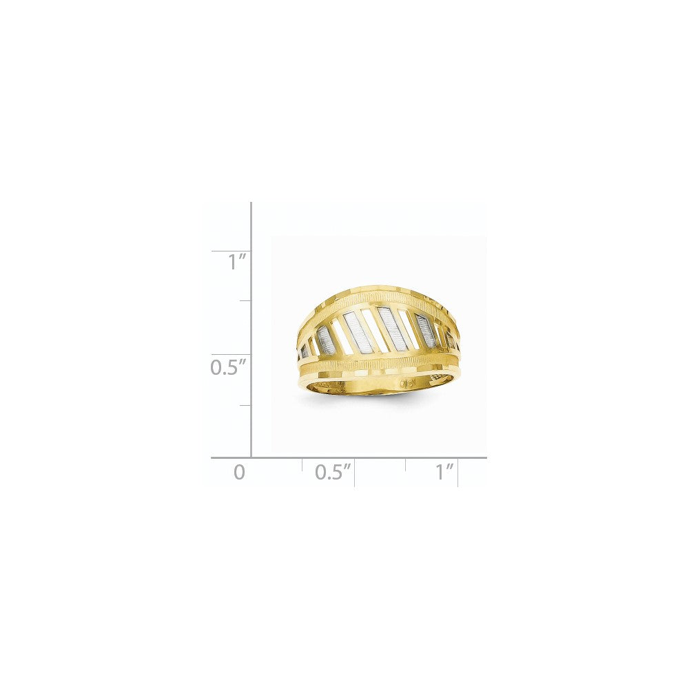 10K Yellow Gold & Rhodium Diamond-Cut Ring