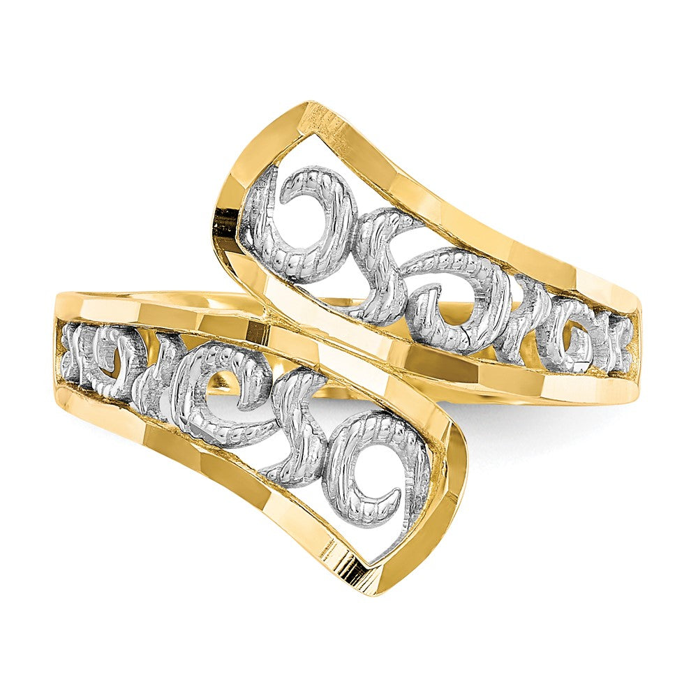 10K Yellow Gold & Rhodium Filigree Ring