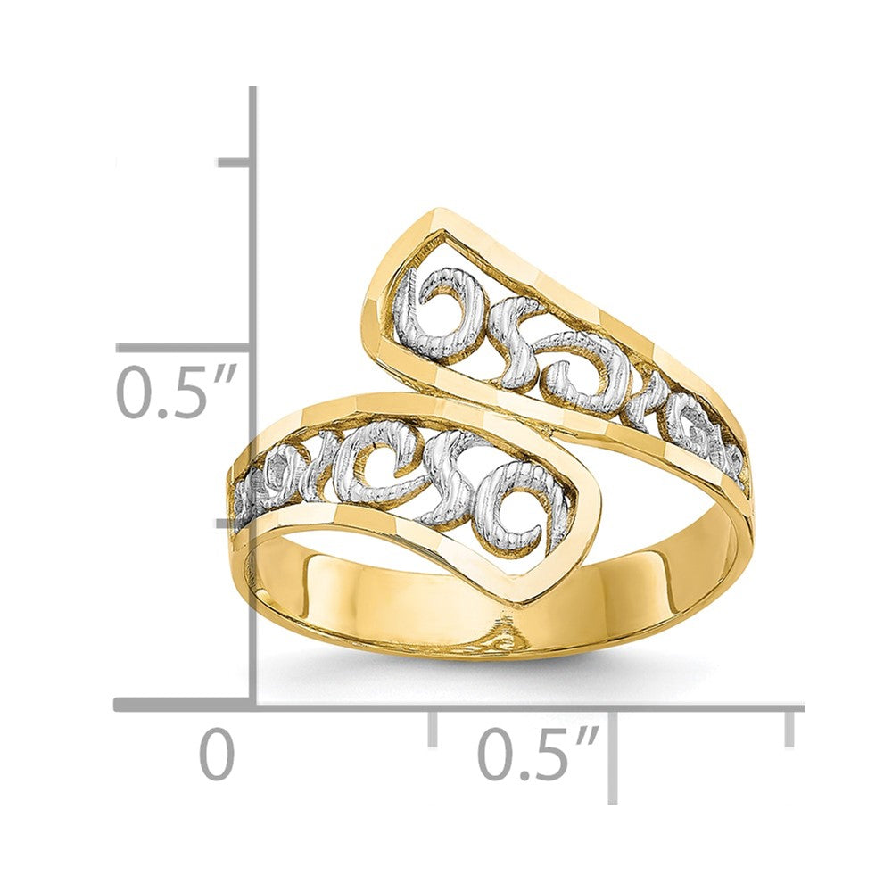 10K Yellow Gold & Rhodium Filigree Ring