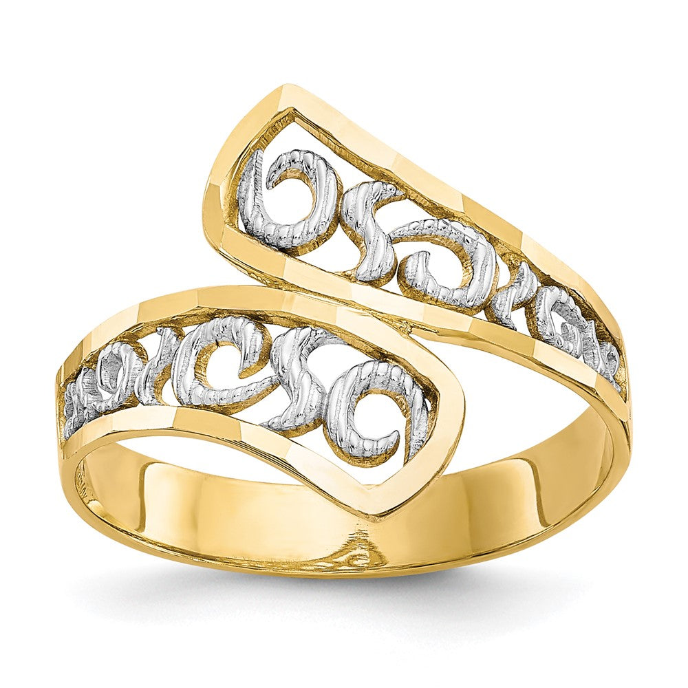 10K Yellow Gold & Rhodium Filigree Ring