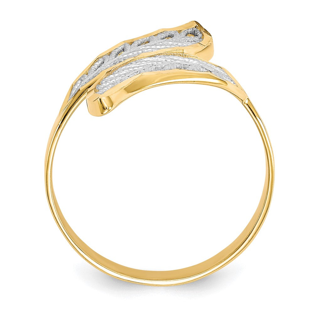 10K Yellow Gold w/Rhodium Diamond-Cut Filigree Ring