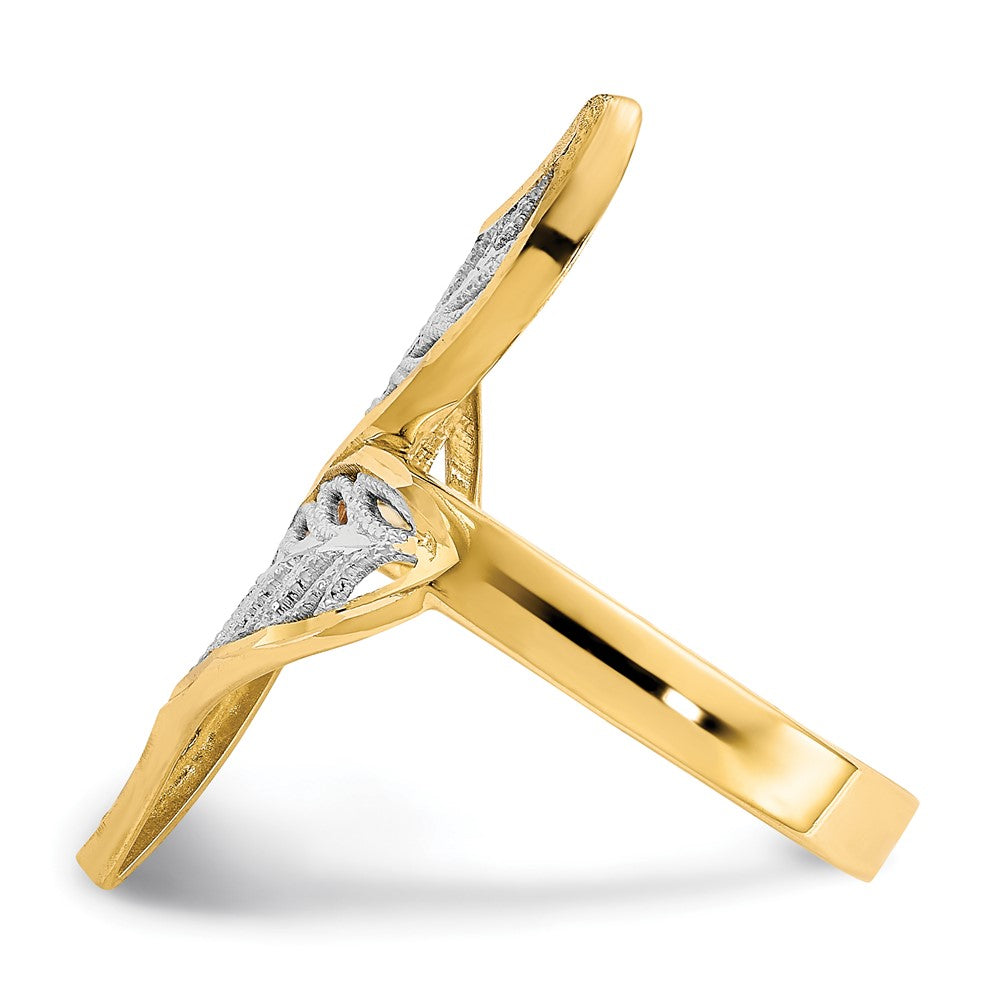 10K Yellow Gold w/Rhodium Diamond-Cut Filigree Ring