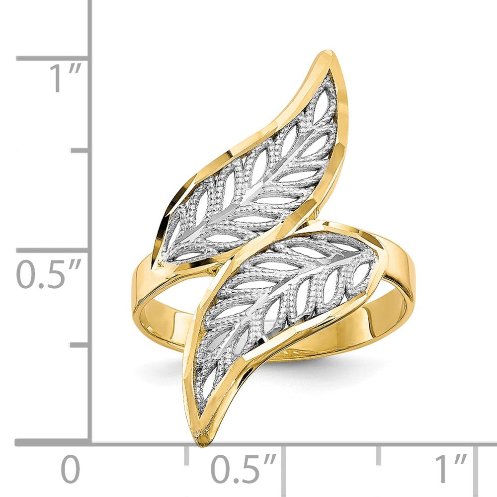 10K Yellow Gold w/Rhodium Diamond-Cut Filigree Ring