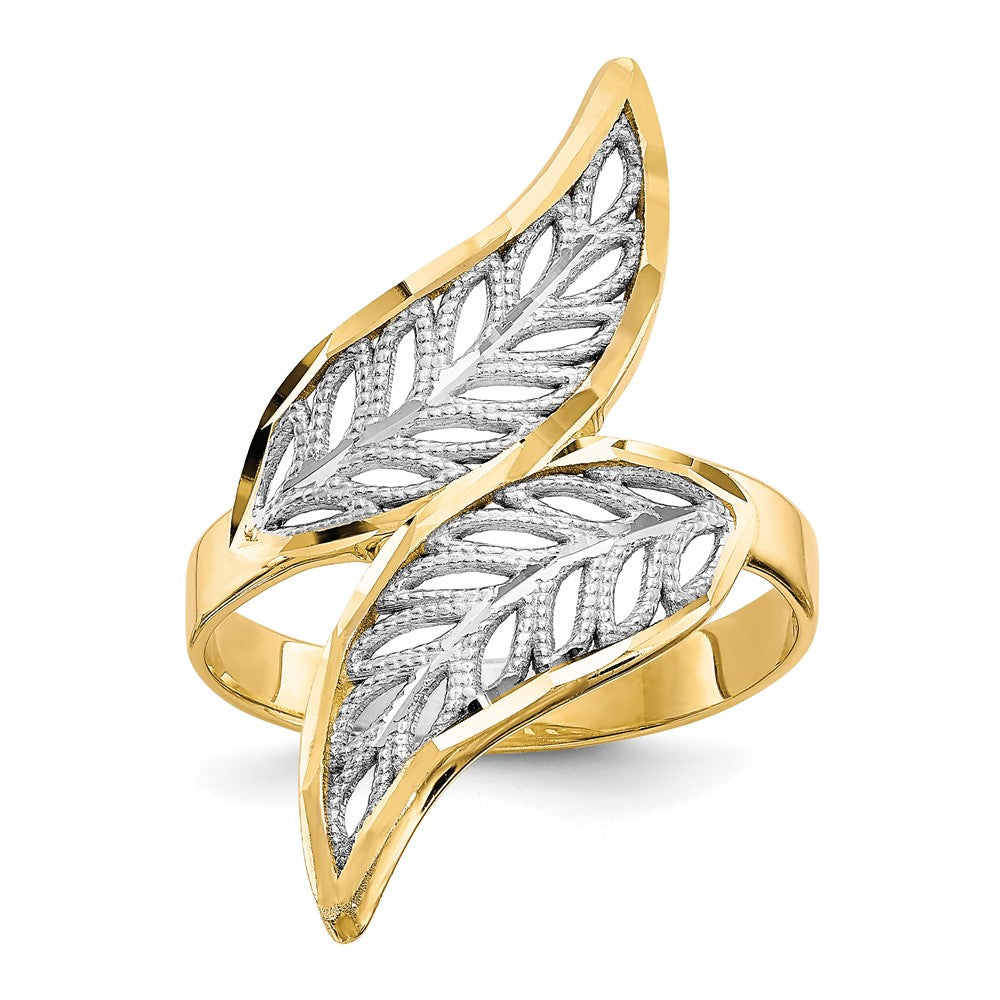 10K Yellow Gold w/Rhodium Diamond-Cut Filigree Ring