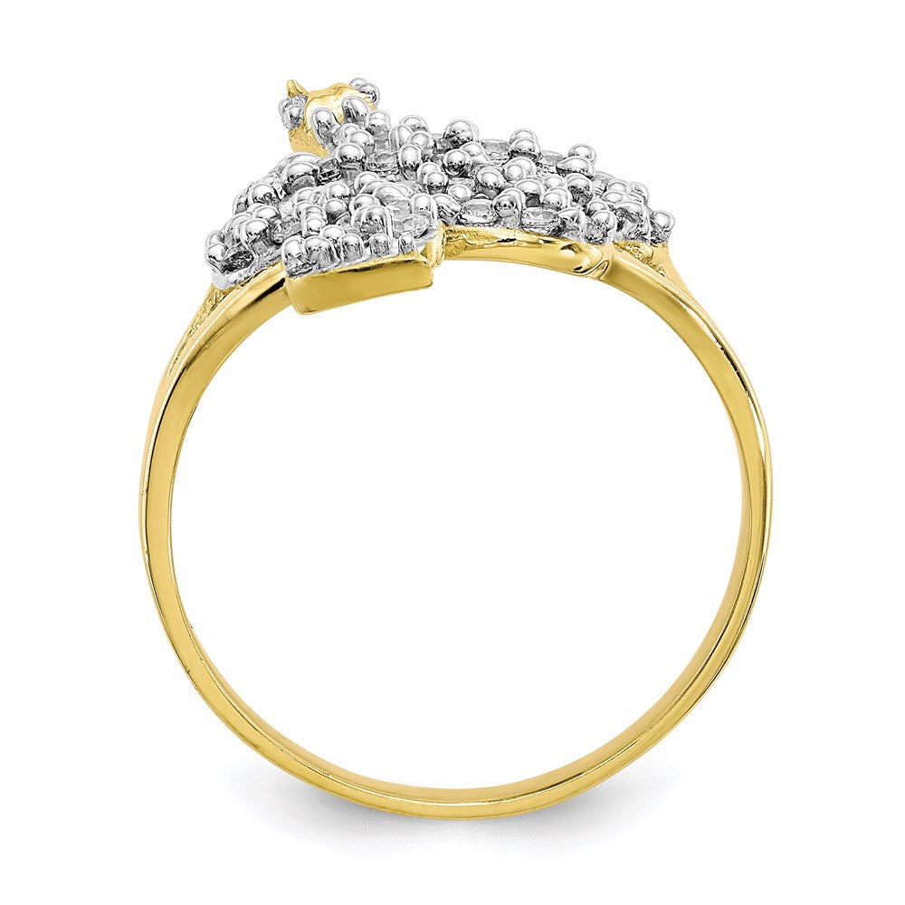 10K Yellow Gold & Rhodium CZ Snake Ring