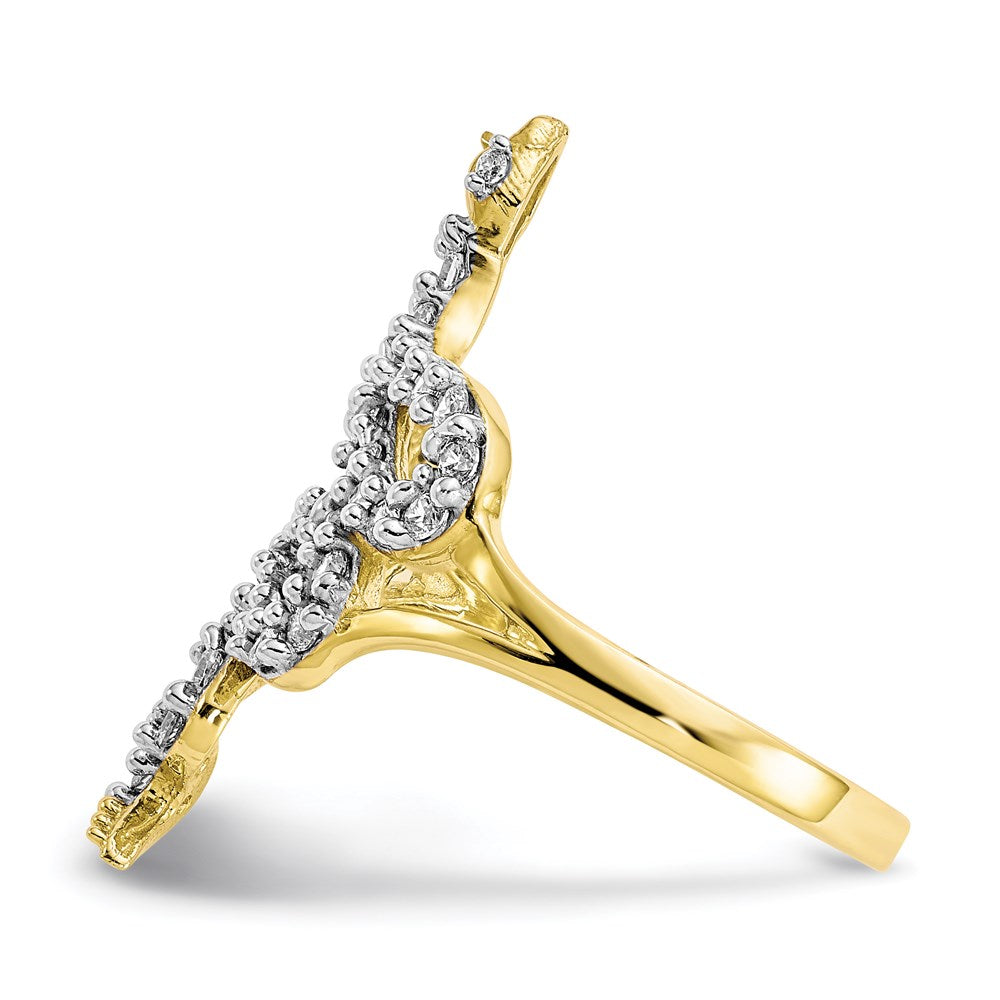 10K Yellow Gold & Rhodium CZ Snake Ring