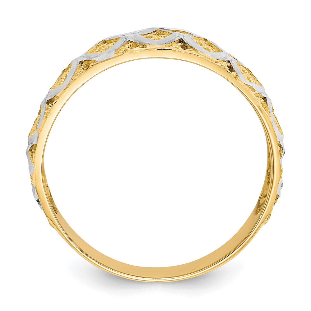 10K Yellow Gold w/Rhodium Diamond-Cut Filigree Ring