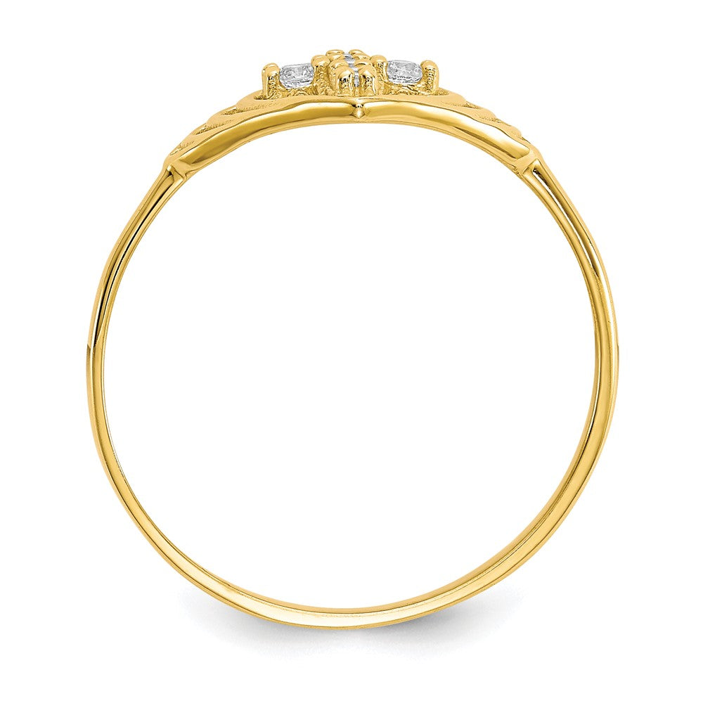 10K Yellow Gold CZ Cross Ring