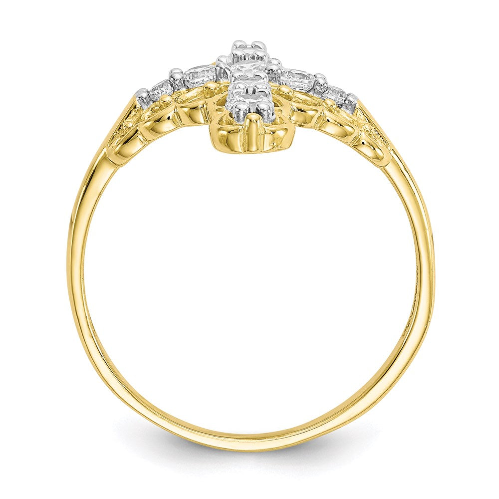 10K Yellow Gold CZ Cross Ring