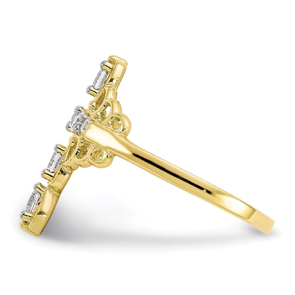 10K Yellow Gold CZ Cross Ring