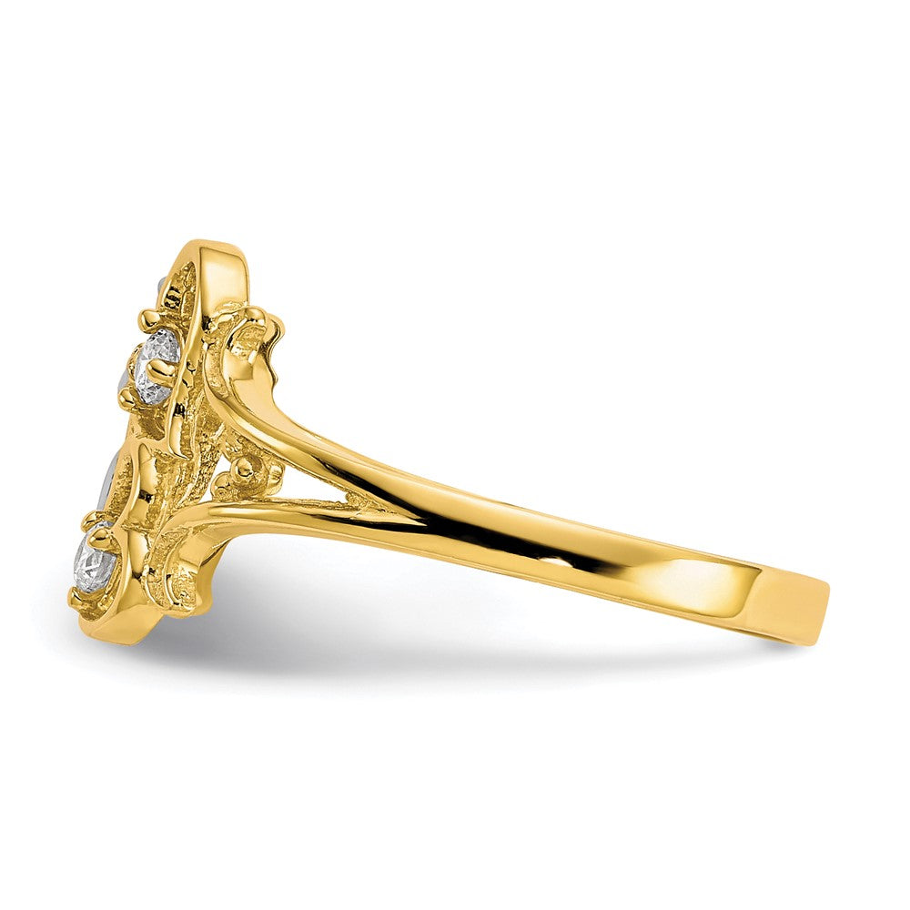 10K Yellow Gold & Rhodium CZ Angel w/Hearts Ring