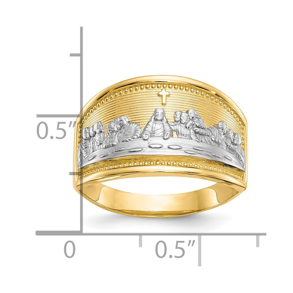 10K Yellow Gold & Rhodium Ladies Last Supper Ring