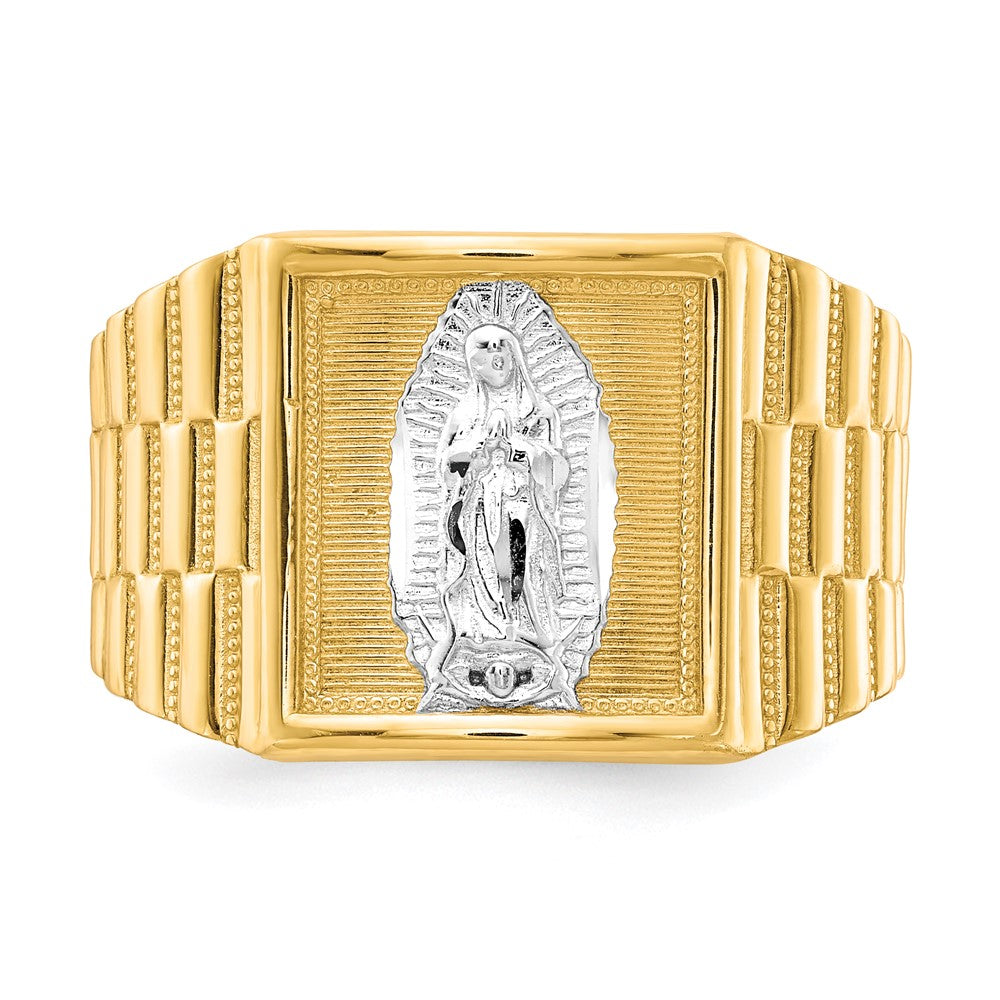 10k Yellow Gold w/Rhodium Men's Our Lady of Guadalupe Ring