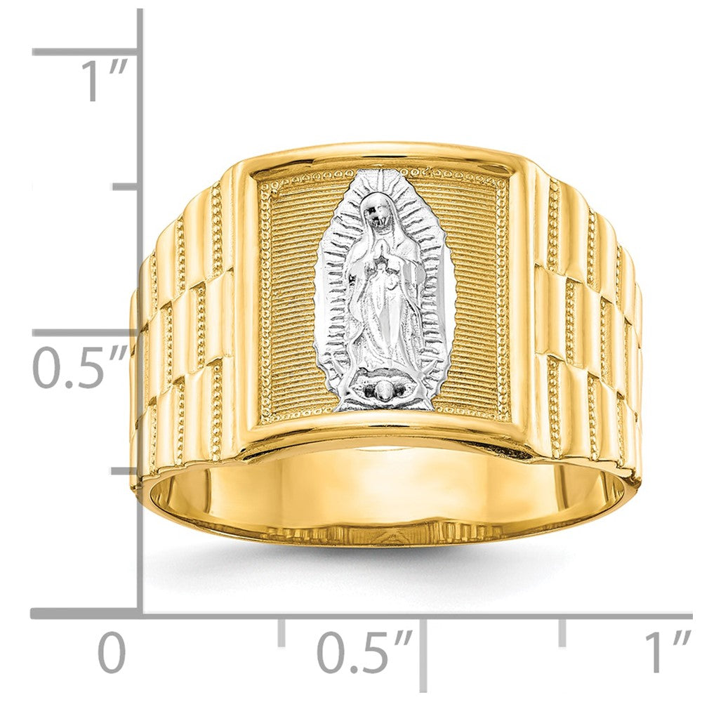 10k Yellow Gold w/Rhodium Men's Our Lady of Guadalupe Ring