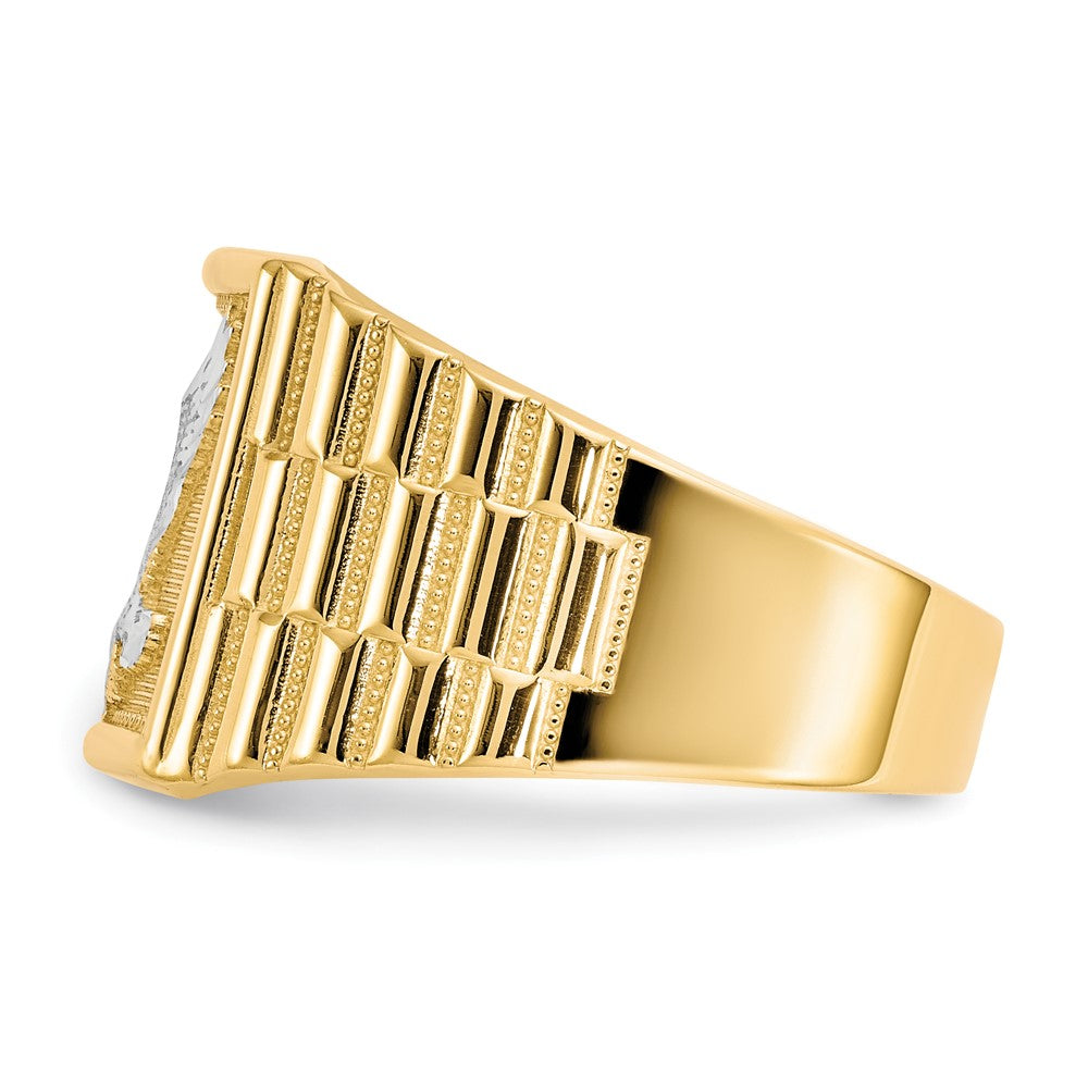 10K Yellow Gold & Rhodium Men's Eagle Ring