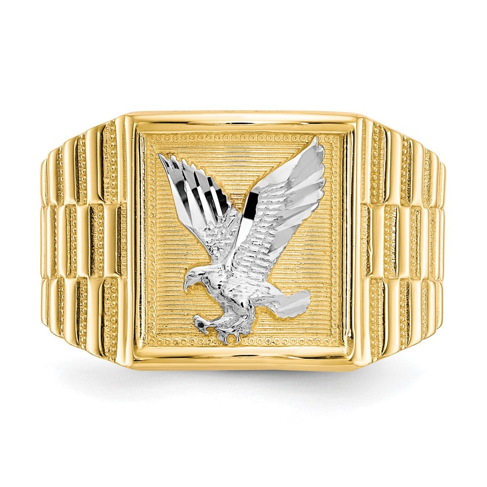 10K Yellow Gold & Rhodium Men's Eagle Ring