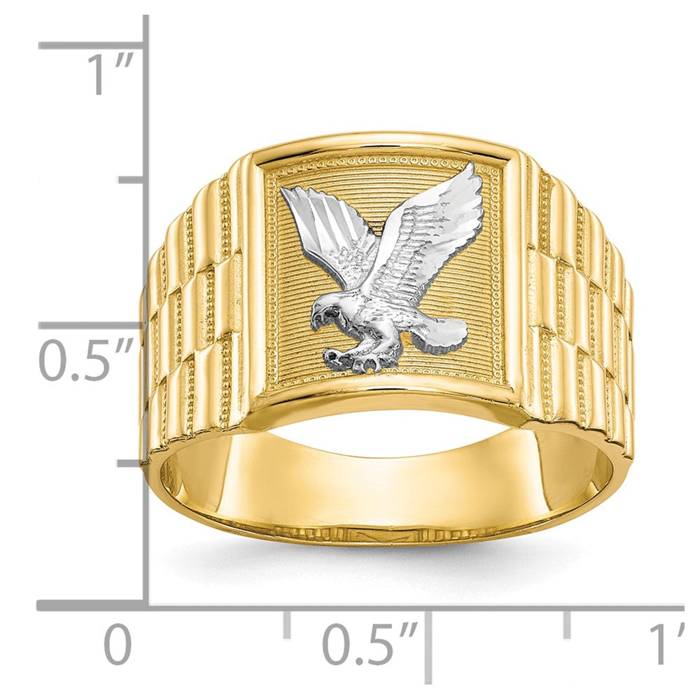 10K Yellow Gold & Rhodium Men's Eagle Ring