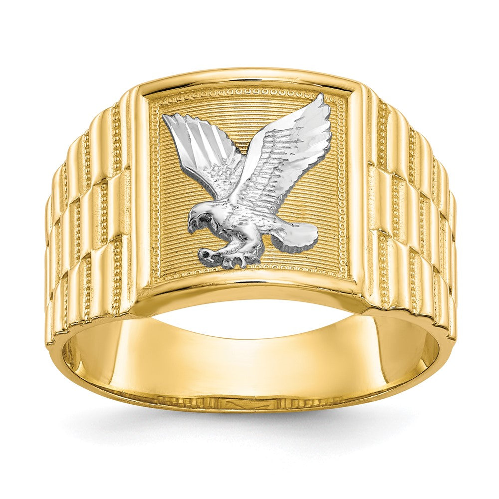 10K Yellow Gold & Rhodium Men's Eagle Ring