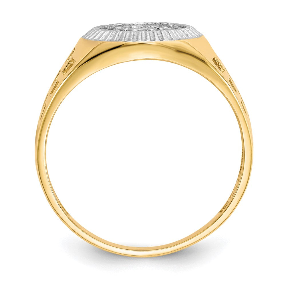 10K Yellow Gold w/Rhodium Men'S CZ Cluster Ring