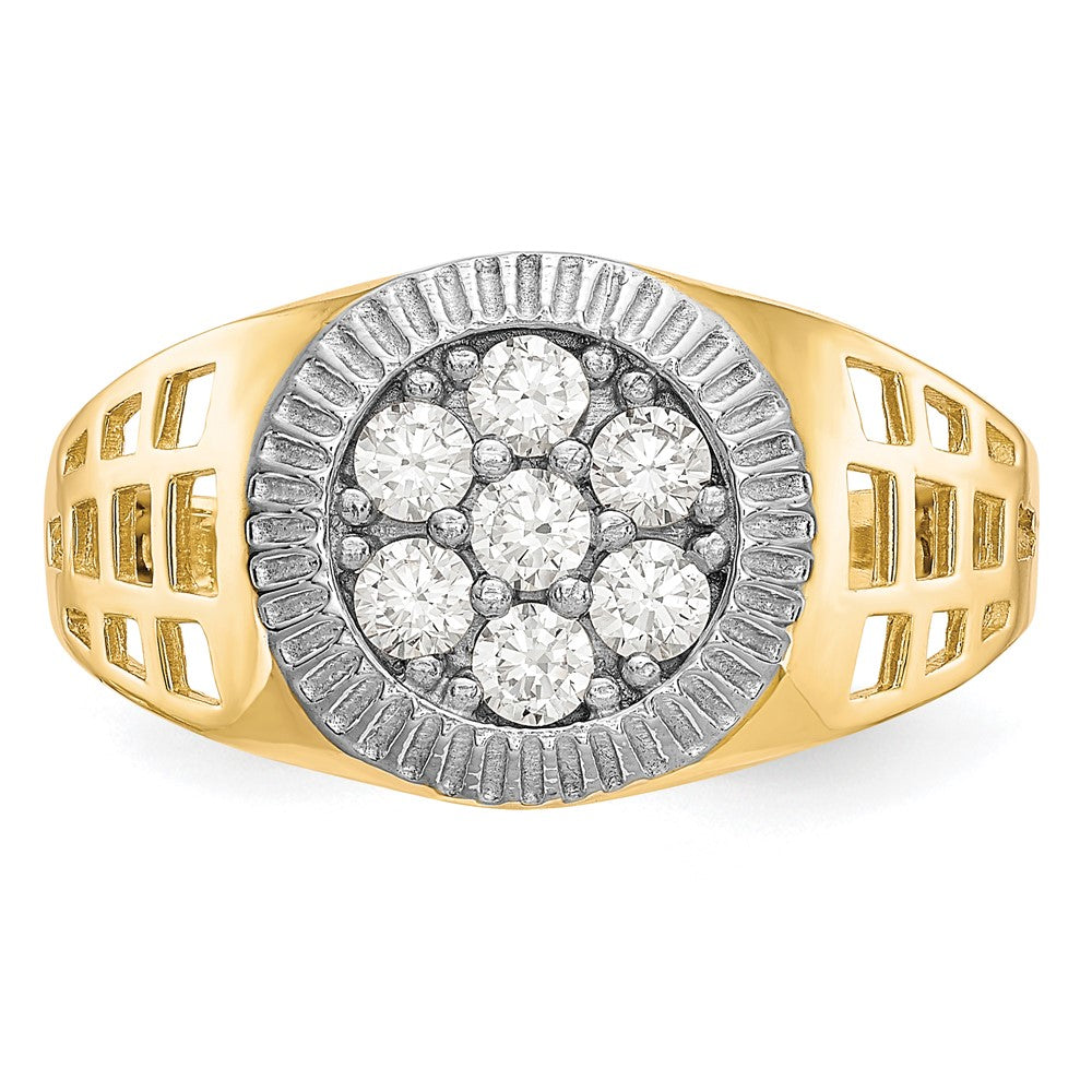 10K Yellow Gold w/Rhodium Men'S CZ Cluster Ring