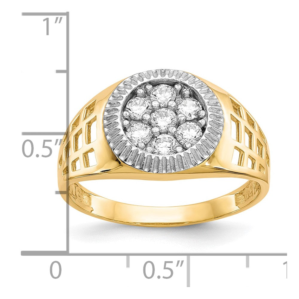 10K Yellow Gold w/Rhodium Men'S CZ Cluster Ring