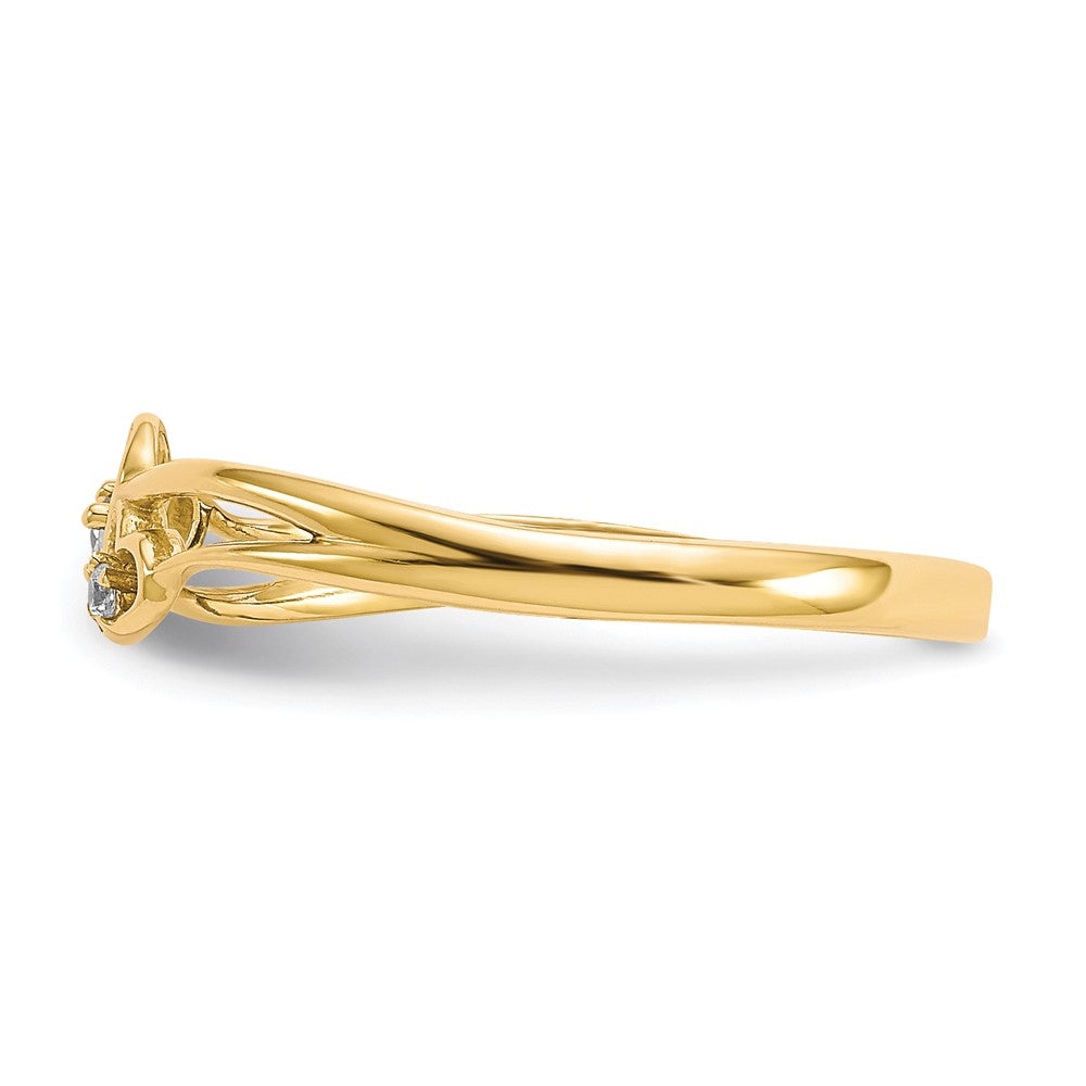 10K Yellow Gold CZ Double Heart Ring