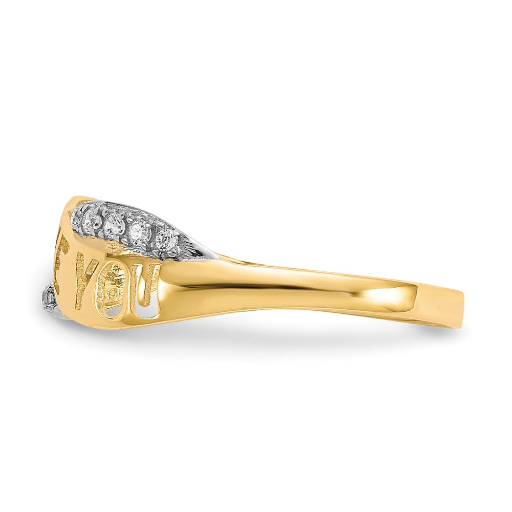 10k Yellow Gold CZ I LOVE YOU Ring