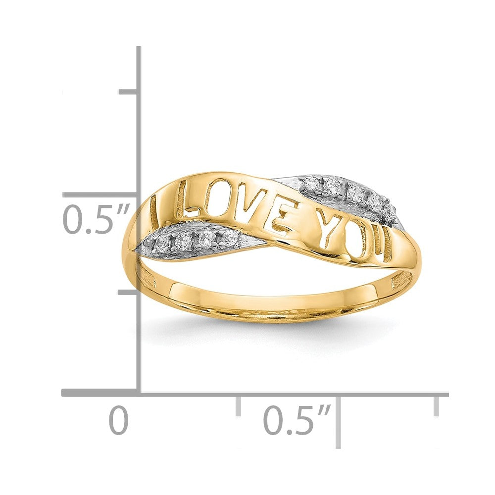 10k Yellow Gold CZ I LOVE YOU Ring