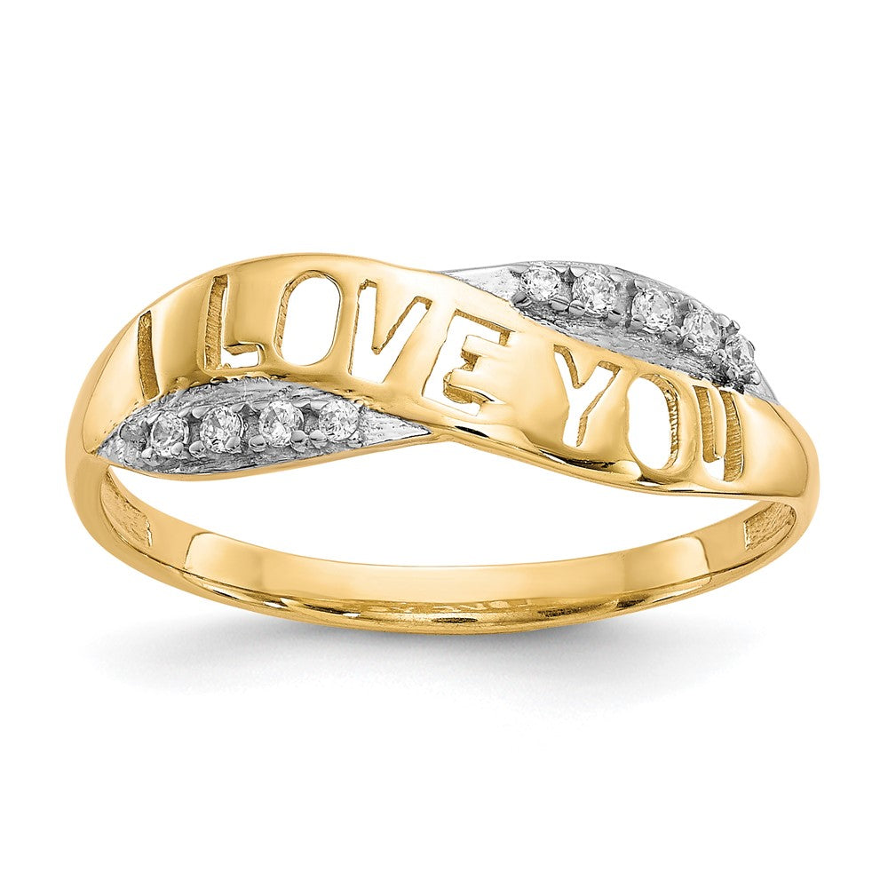 10k Yellow Gold CZ I LOVE YOU Ring