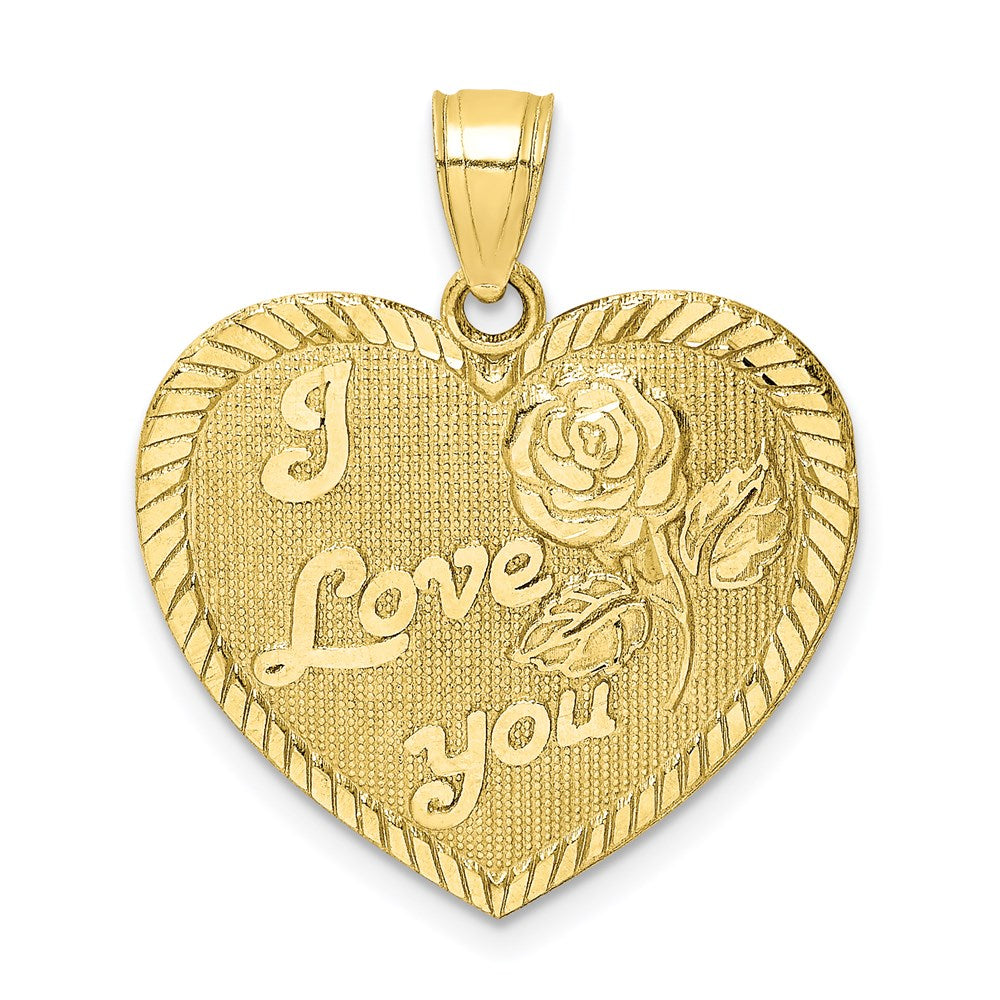 10k Yellow Gold Diamond-Cut I LOVE YOU Heart Charm