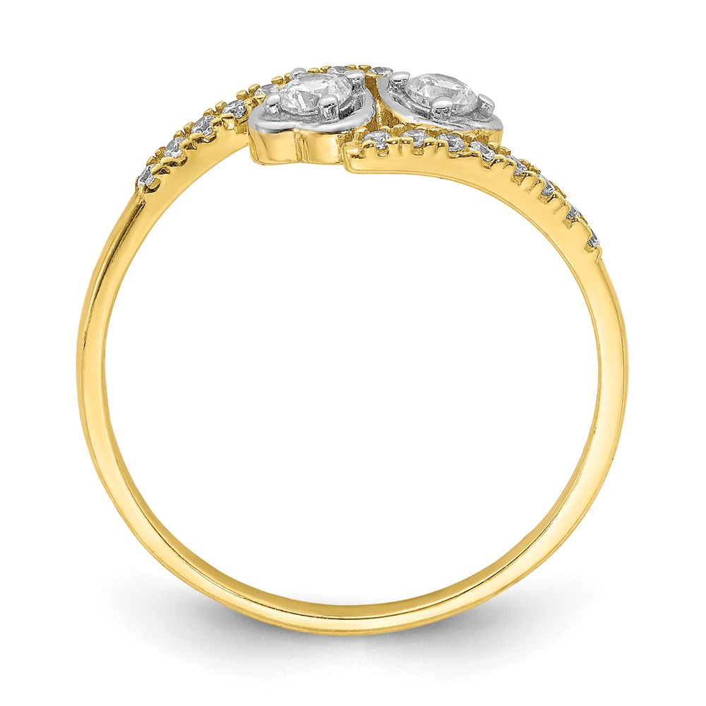 10K Yellow Gold CZ Fancy Double Heart Ring