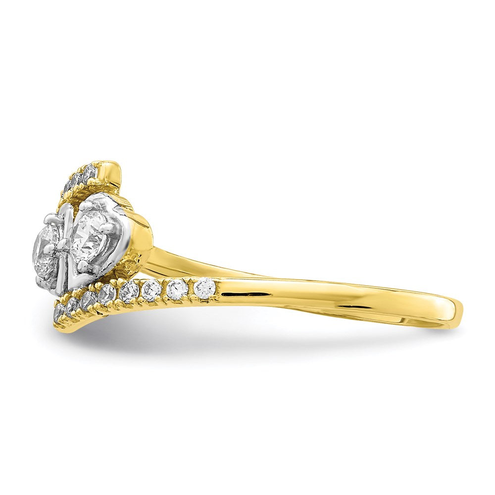 10K Yellow Gold CZ Fancy Double Heart Ring