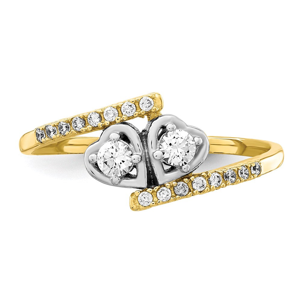 10K Yellow Gold CZ Fancy Double Heart Ring