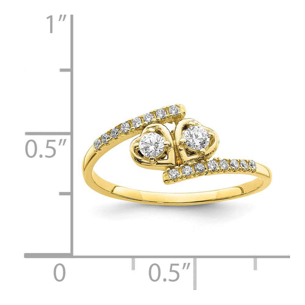 10K Yellow Gold CZ Fancy Double Heart Ring