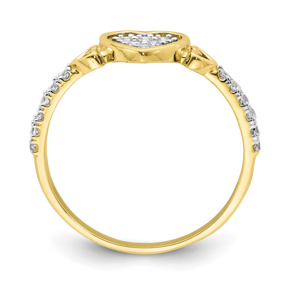 10K Yellow Gold CZ Fancy Heart Ring