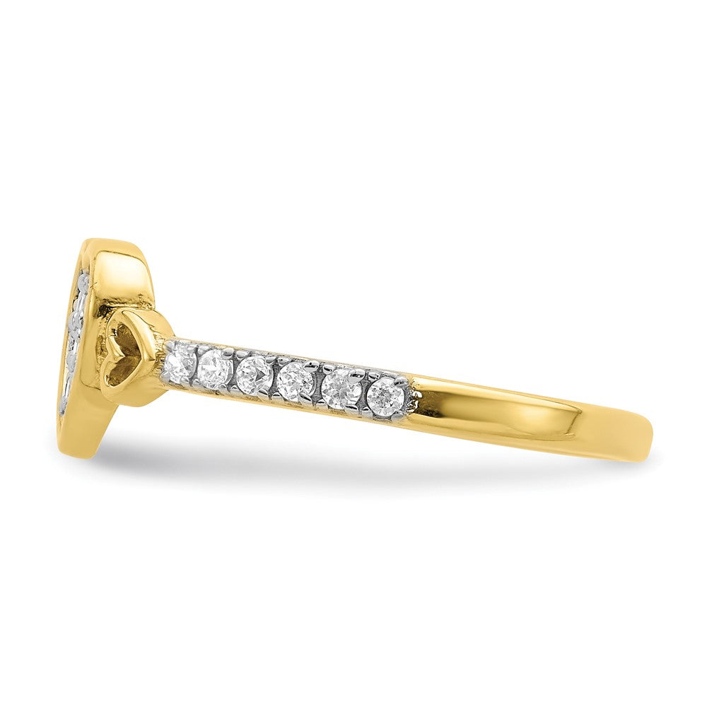 10K Yellow Gold CZ Fancy Heart Ring