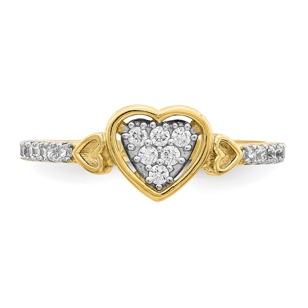 10K Yellow Gold CZ Fancy Heart Ring