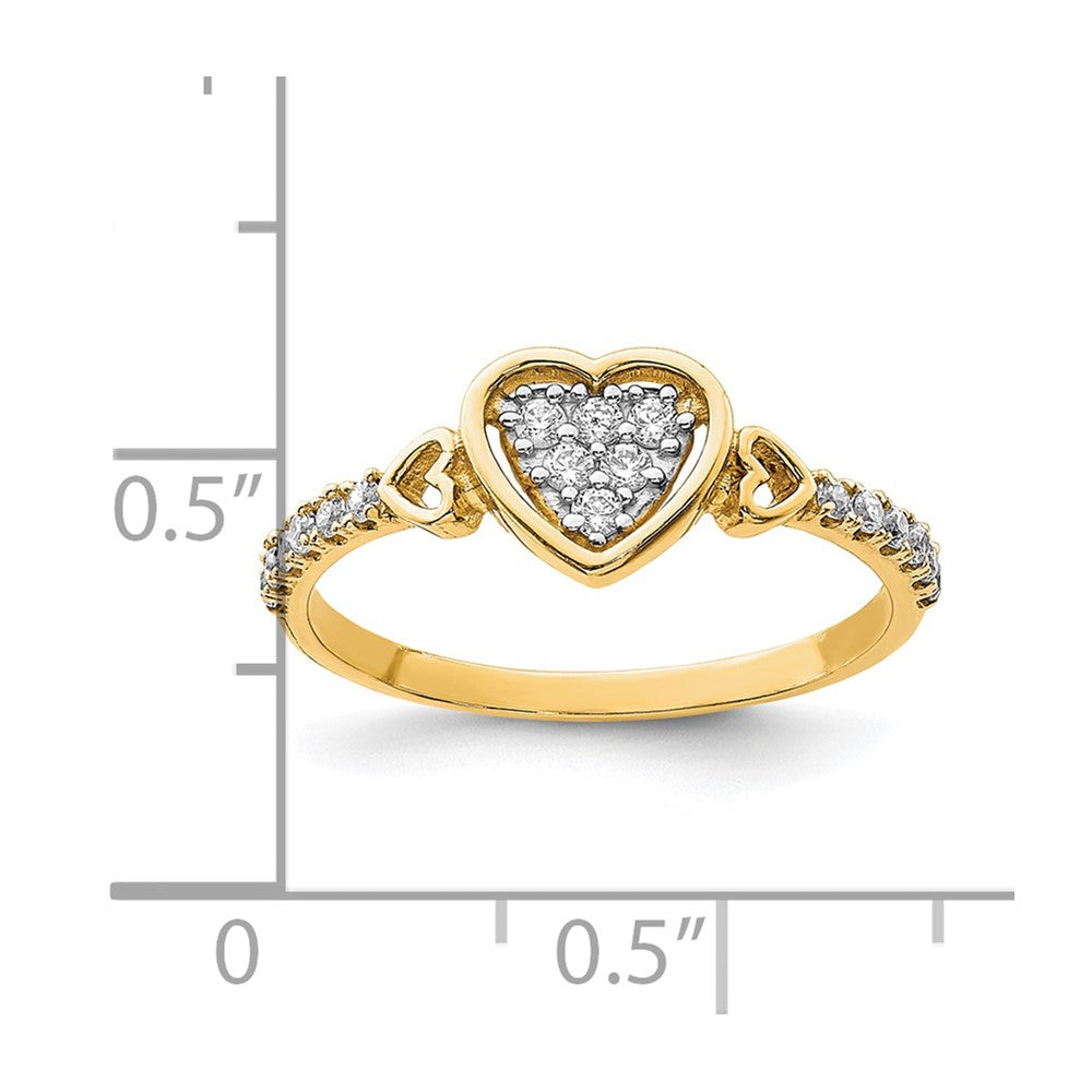 10K Yellow Gold CZ Fancy Heart Ring