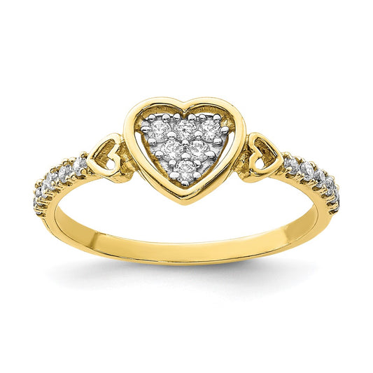 10K Yellow Gold CZ Fancy Heart Ring