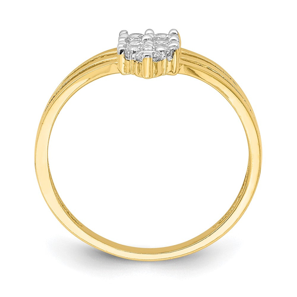 10K Yellow Gold CZ 3-Line Ring