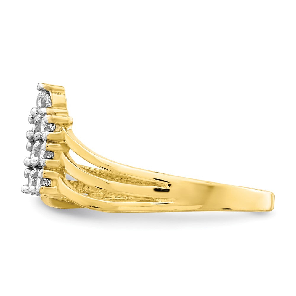 10K Yellow Gold CZ 3-Line Ring