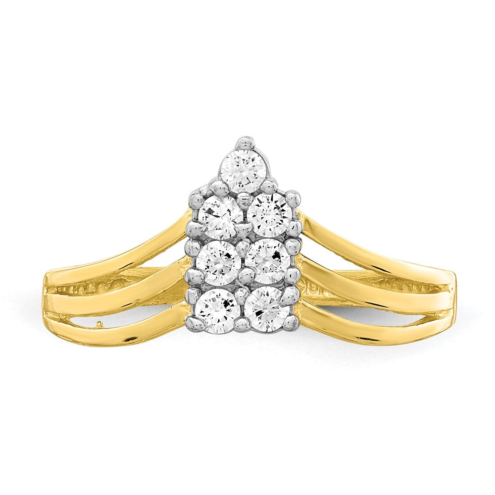 10K Yellow Gold CZ 3-Line Ring