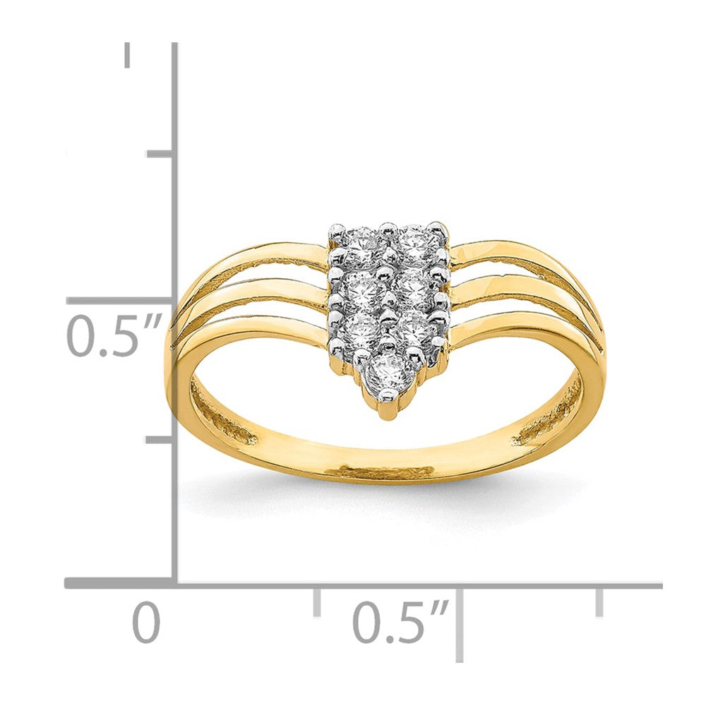 10K Yellow Gold CZ 3-Line Ring